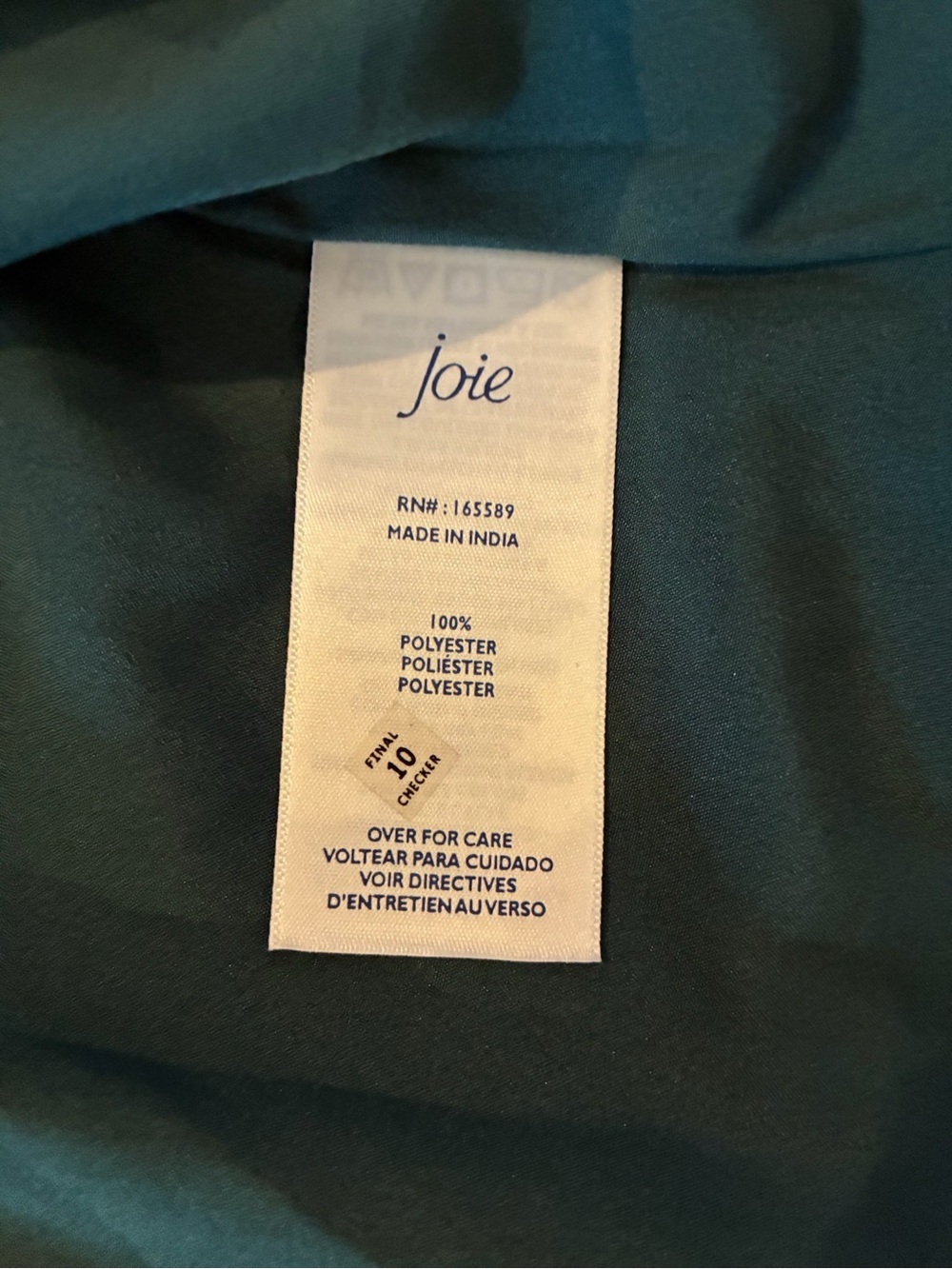 Joie Green and White Printed Long-Sleeve Tunic Dress -Sz S - Picture 7 of 8